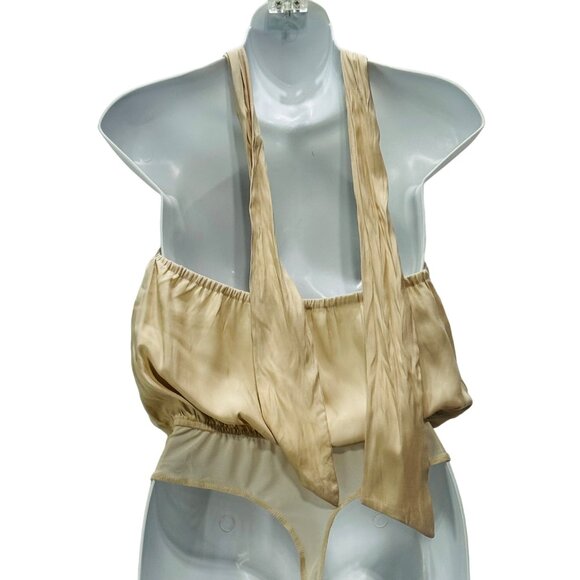 Le Lis Collection Bodysuit Women's Size S Beige Halter Top - Picture 3 of 8